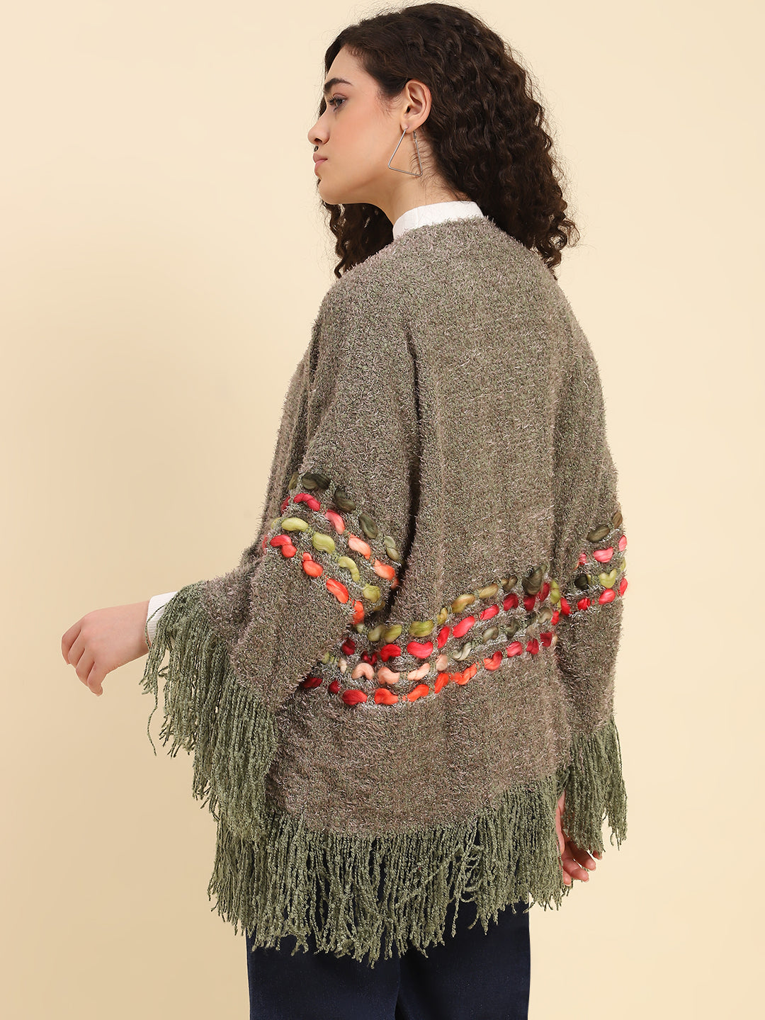 Olive Green Woolen Shrug