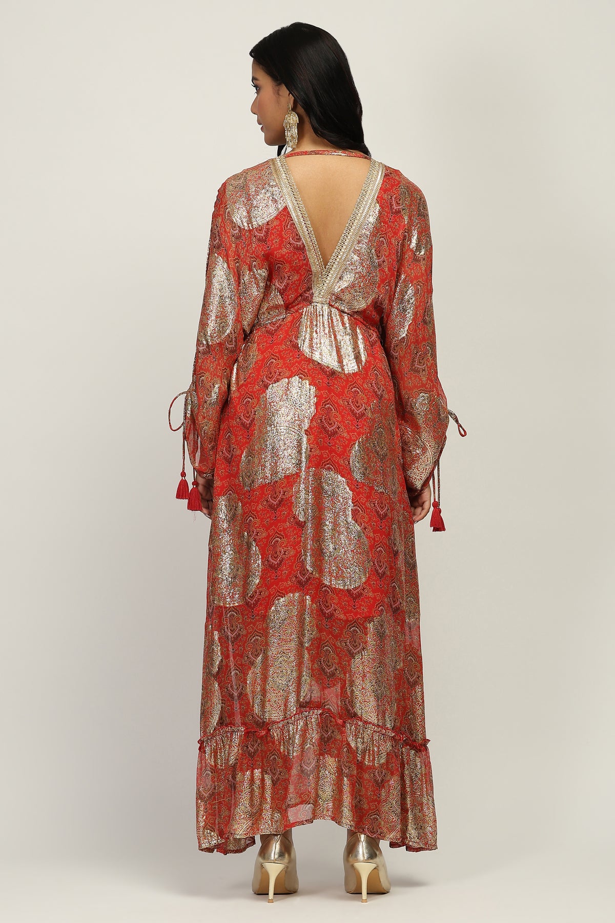 Ruhaniyah Rust Indo Western Women Dress