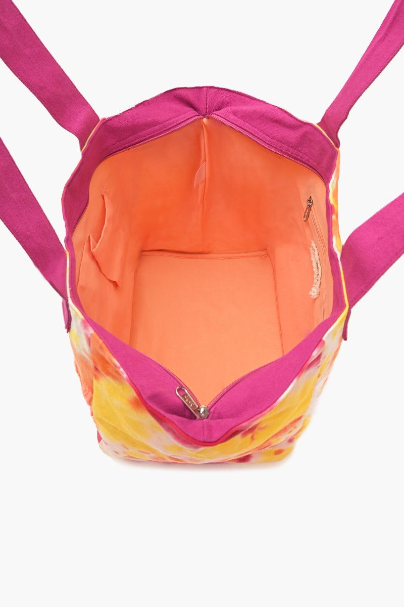Vacay Embroidered Tie and Dye Tote