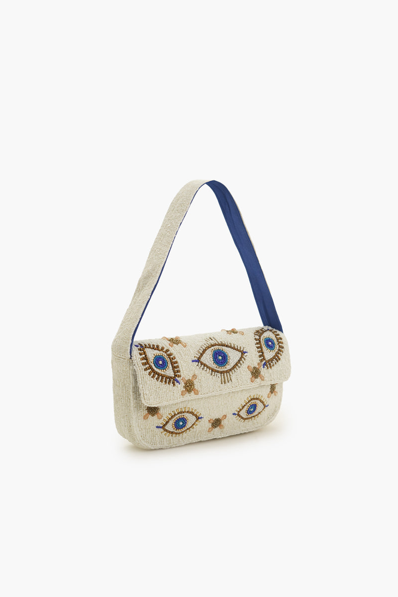 Boho Girl Mystic Eye Fully Beaded Shoulder Bag with Earrings
