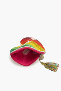 Handmade Rainbow Heart Beaded Pouch - love up Luxury Coin Purse & Mini Clutch