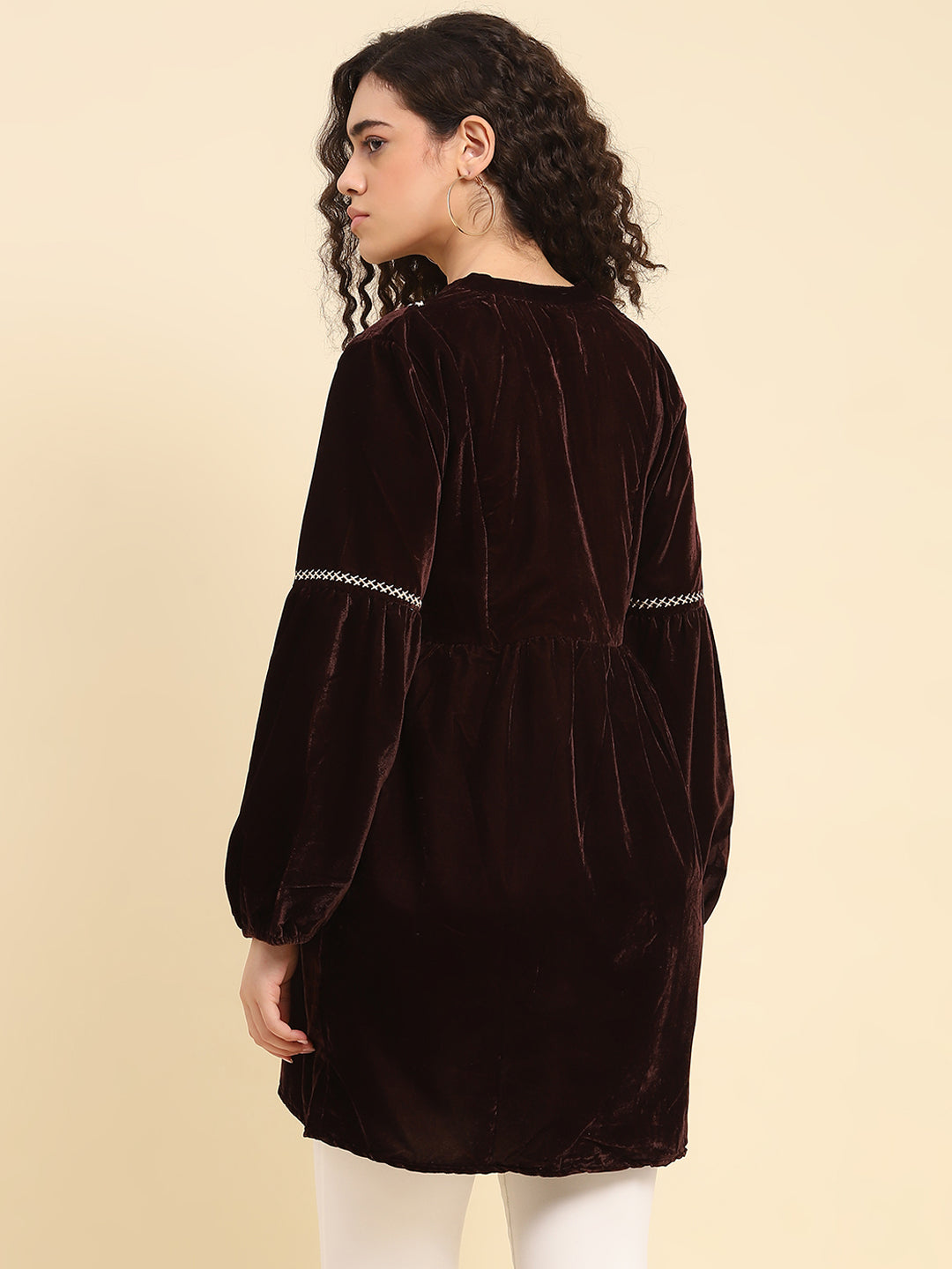 Velvet Embroidered Tunic Dress