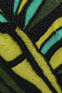 Boho Girl Emerald Wave Beaded Shoulder Bag