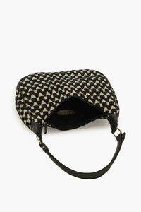Black Zig-Zag Woven Shoulder Bag