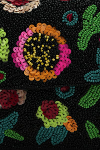 Boho Girl Midnight Bloom Fully Beaded Shoulder Bag