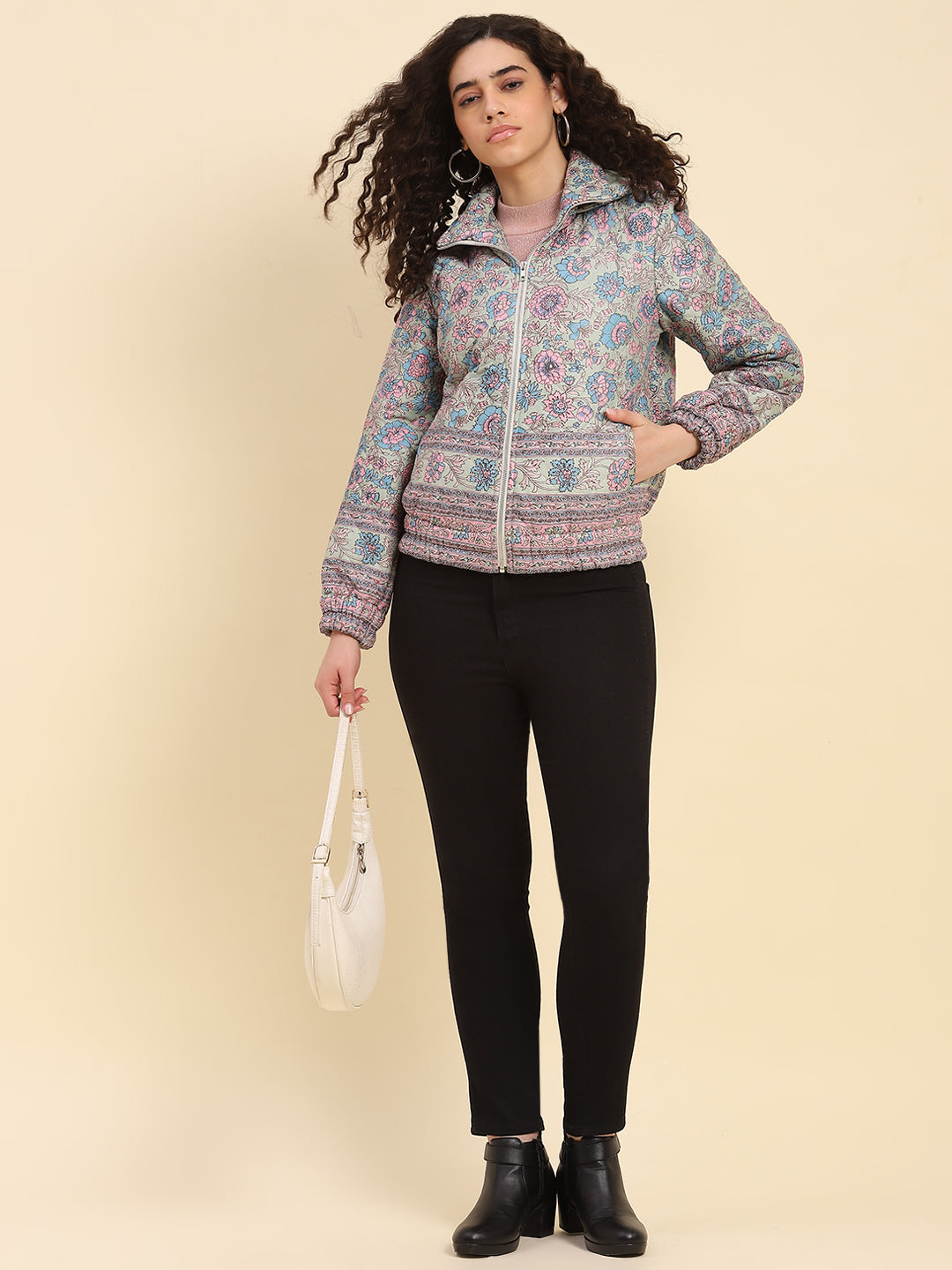 Aruba Blue Floral Bomber Jacket