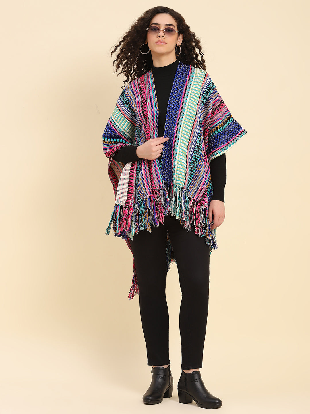 Geometric Fringed Asymmetrical Kaftan
