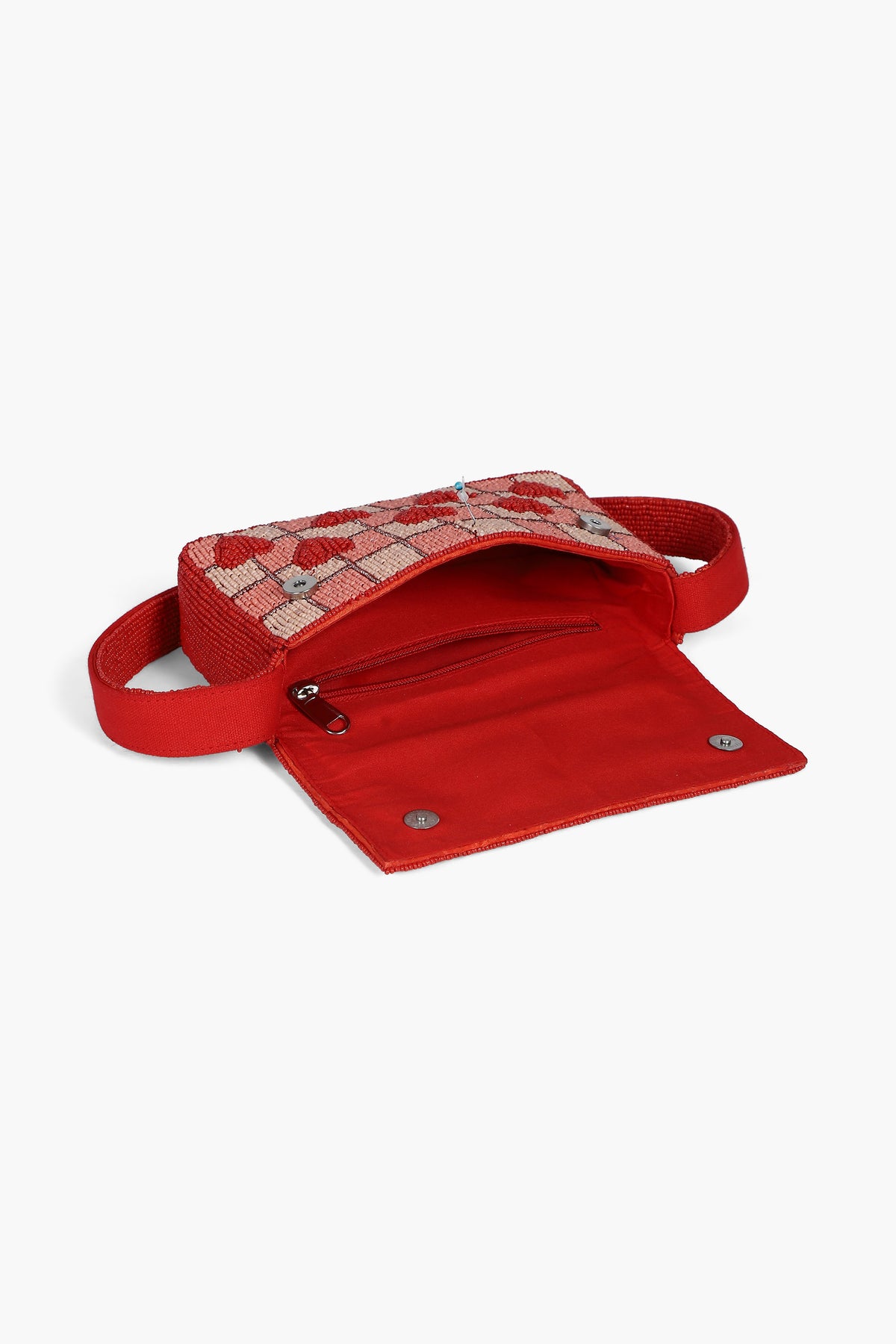 Handcrafted Embossed Heart Fully Beaded Luxury Shoulder Bag - Valentine's Special Evening Purse