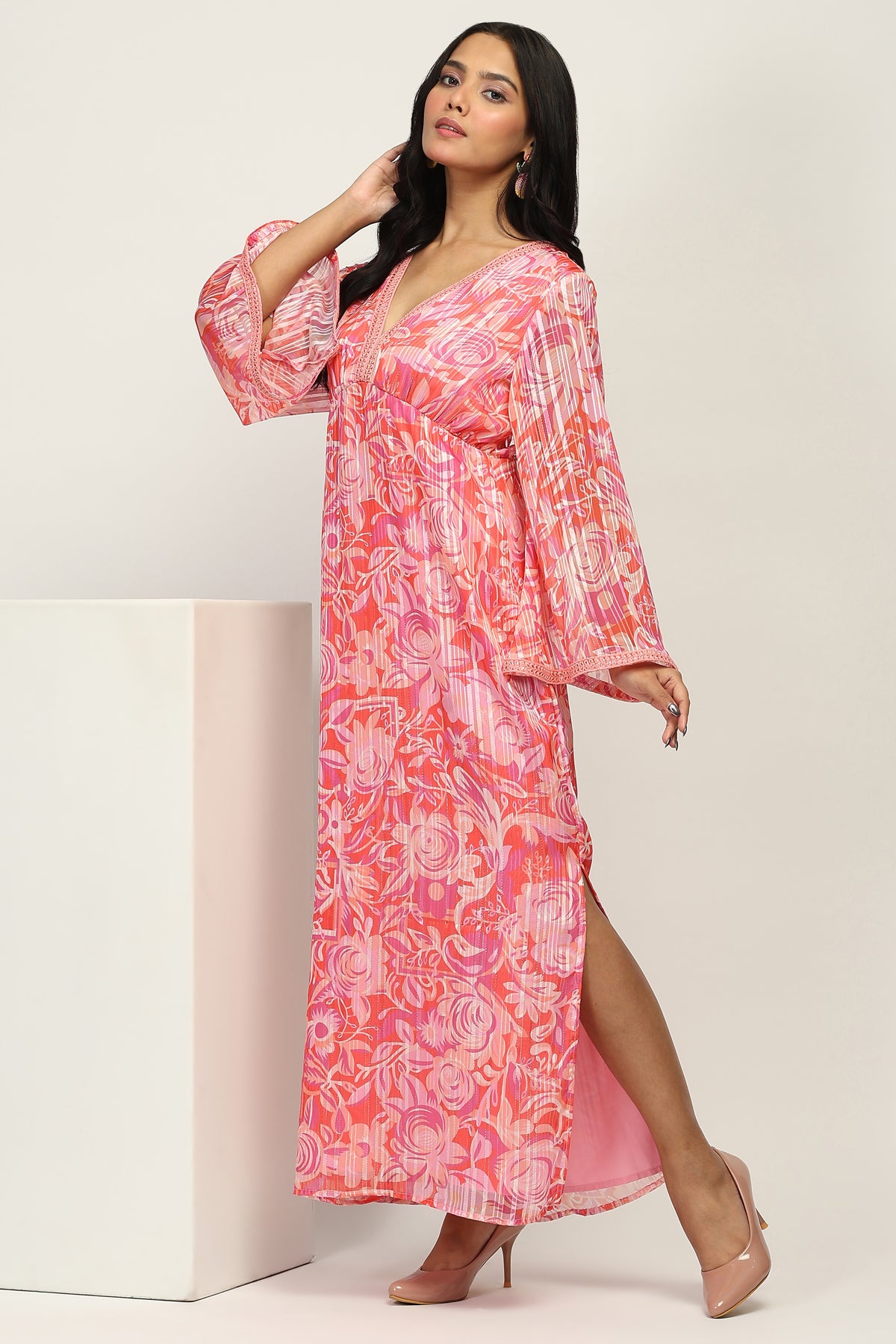 Classic Pink Floral Indo Western Dress