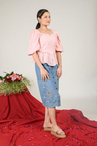 Women Striped Romantic Heart Top