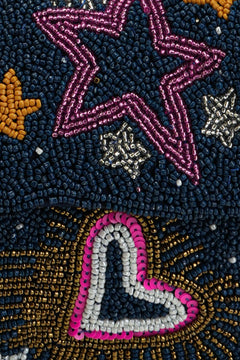 Cosmic Charm beaded shoulder bag in denim blue By Boho Girl