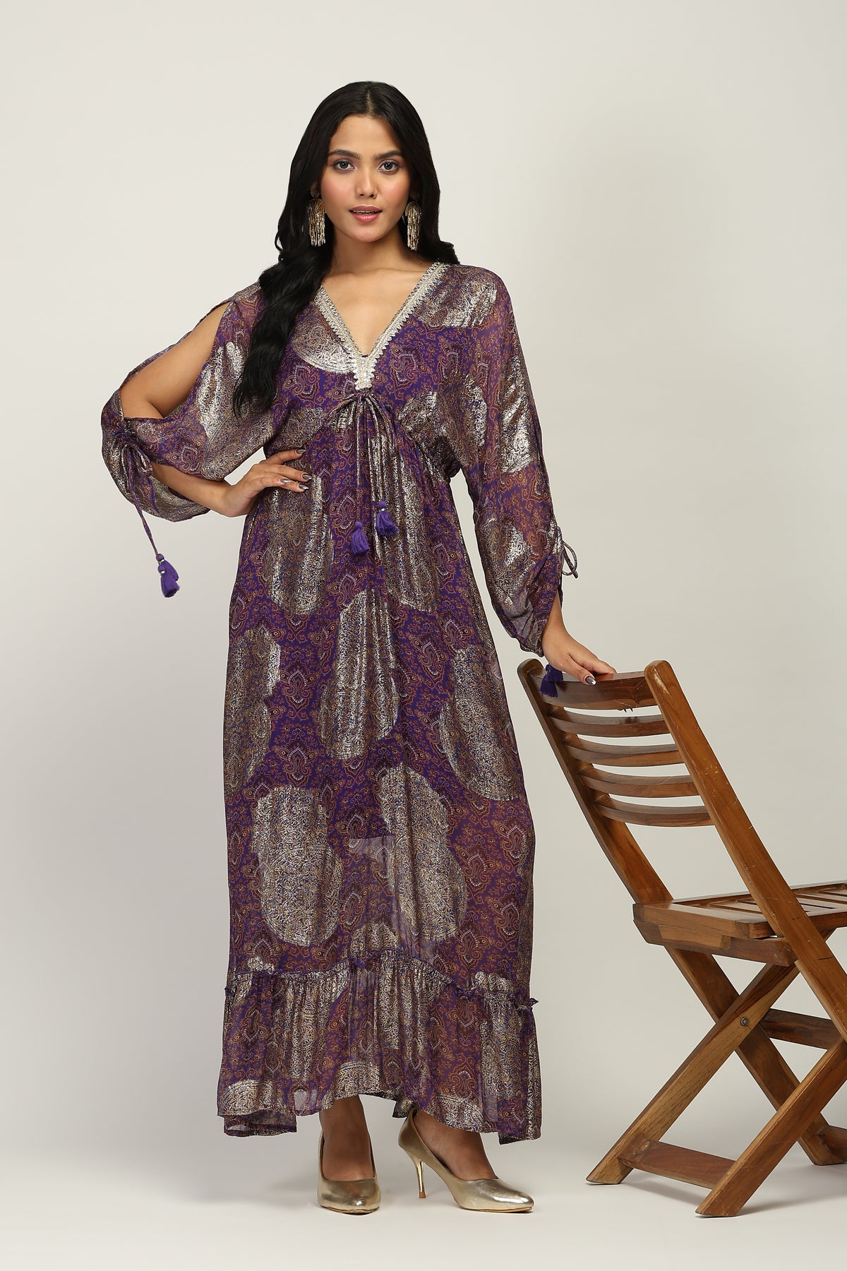 Ruhaniyah Purple Indo Western Women Dress