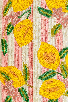 Lemon Citrus Burst Hand-Beaded Shoulder Bag