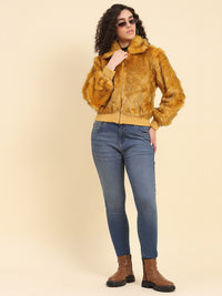 Golden Fox Faux Fur Bomber Jacket