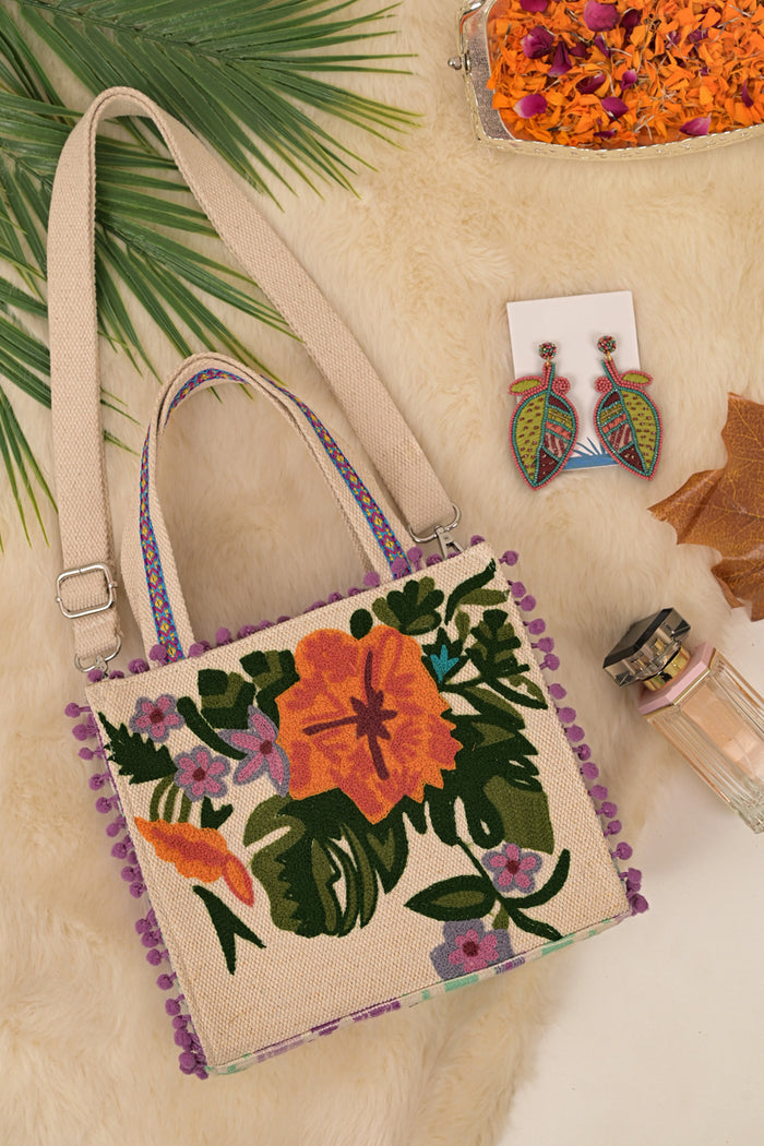 Lavender Blooms Mini Tote + Earrings Combo