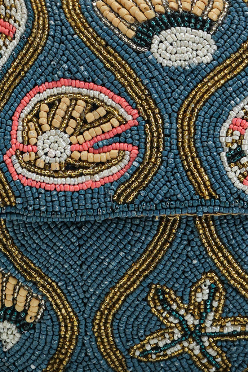 Boho Girl Ocean Charm Fully Beaded Shoulder Bag