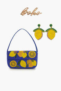 Boho Girl Lemon Zest Fully Beaded Shoulder Bag with Earrings