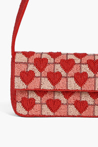 Handcrafted Embossed Heart Fully Beaded Luxury Shoulder Bag - Valentine's Special Evening Purse