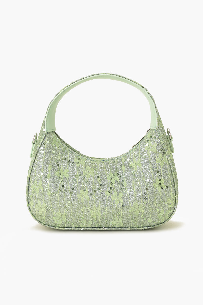Vegan Leather Bag Moonlit Lace Handbag - Green