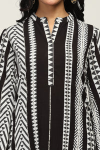 Indo-Western 100% Pure Cotton Yarn Dyed Geometric Stripe Co-Ord Set