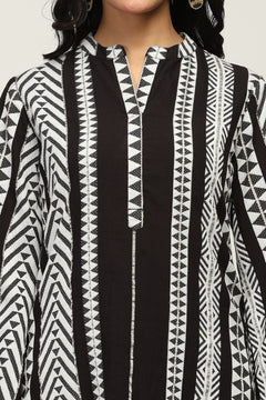 Indo-Western 100% Pure Cotton Yarn Dyed Geometric Stripe Co-Ord Set
