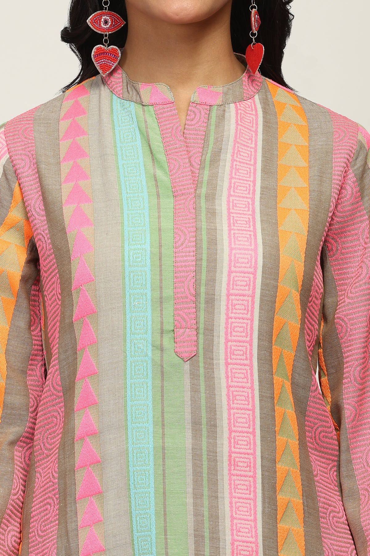 Women's 100% Pure Cotton Yarn Dyed Multi-Color Striped Co-Ord Set