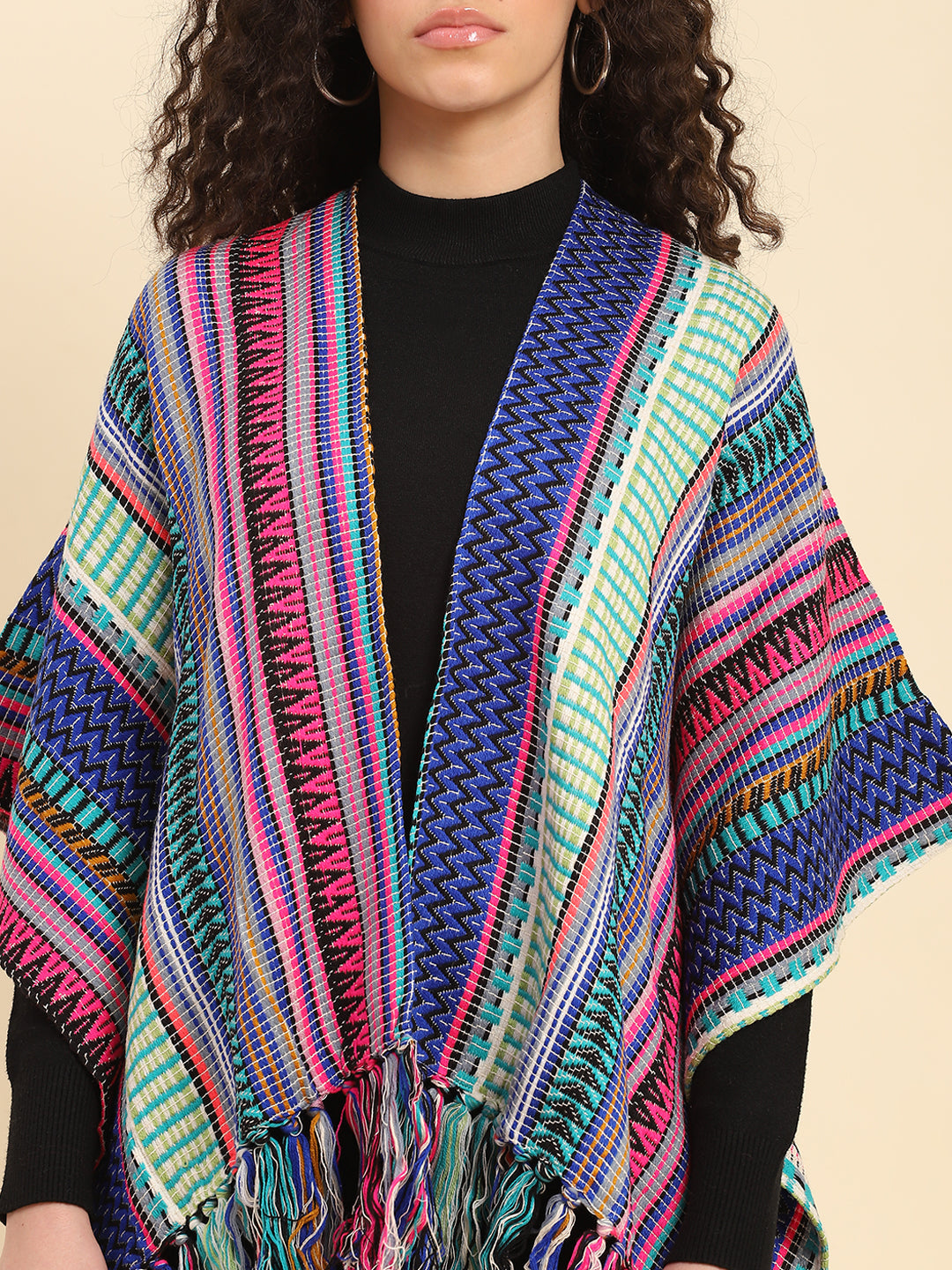 Geometric Fringed Asymmetrical Kaftan