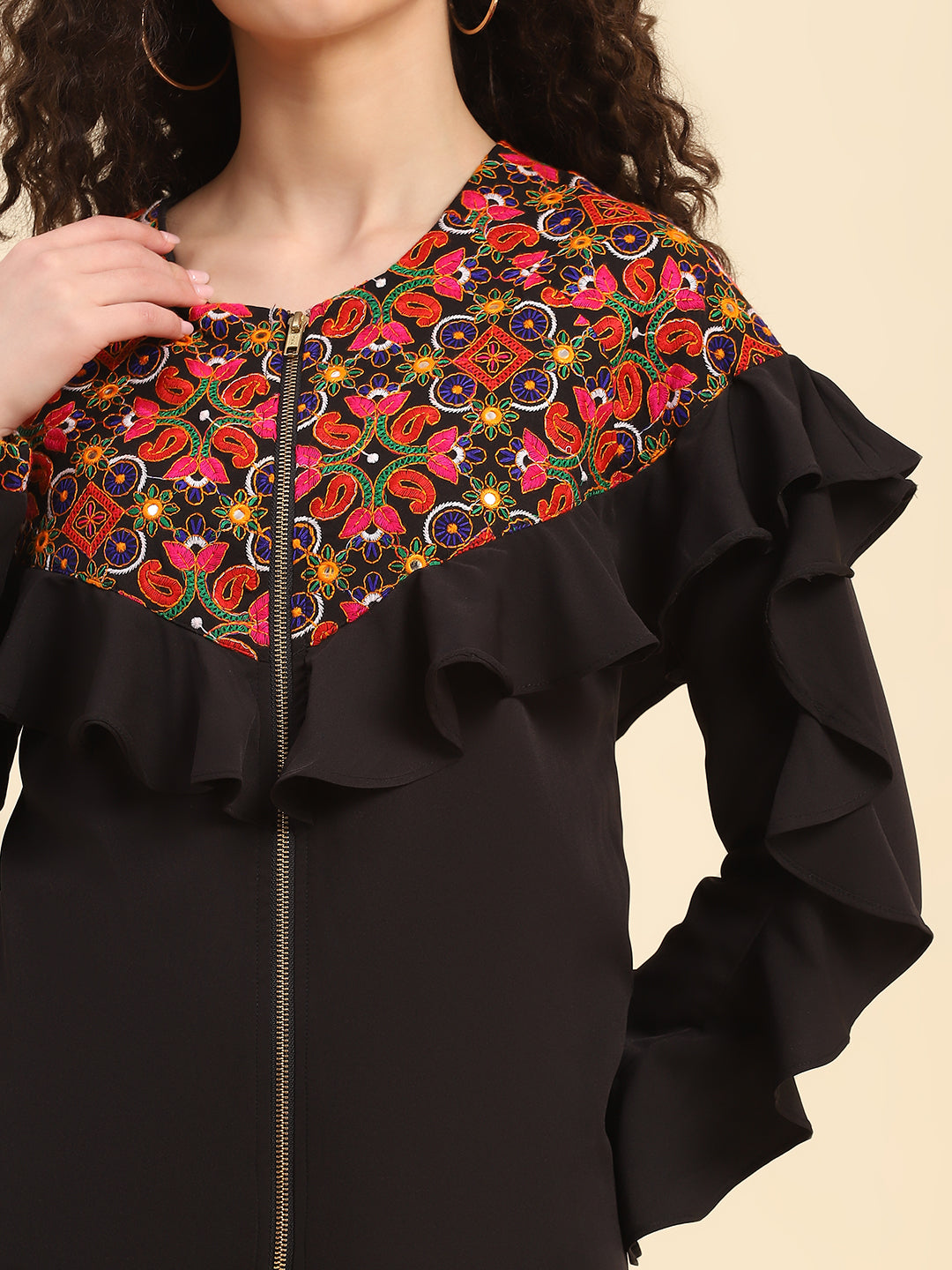 Bohemian Embroidered Jacket-RED