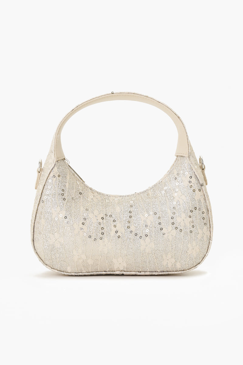Moonlit Lace Handbag - Ivory Vegan Leather Bag