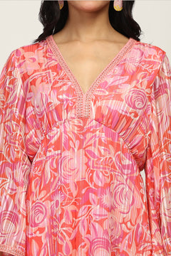 Classic Pink Floral Indo Western Dress