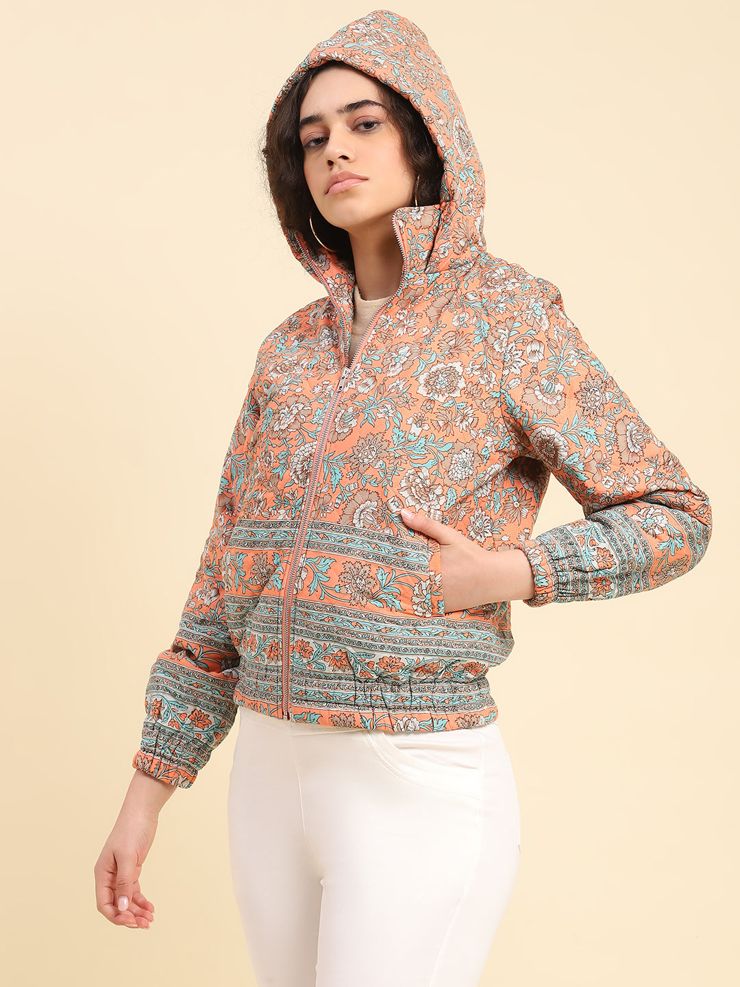 Georgia Peach Floral Bomber Jacket