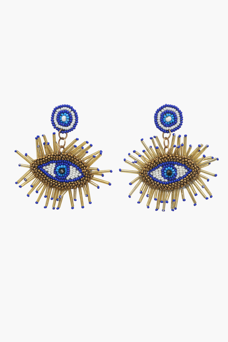 Boho Girl Mystic Eye Fully Beaded Shoulder Bag with Earrings