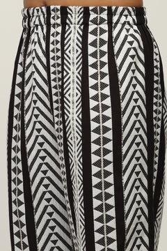 Indo-Western 100% Pure Cotton Yarn Dyed Geometric Stripe Co-Ord Set
