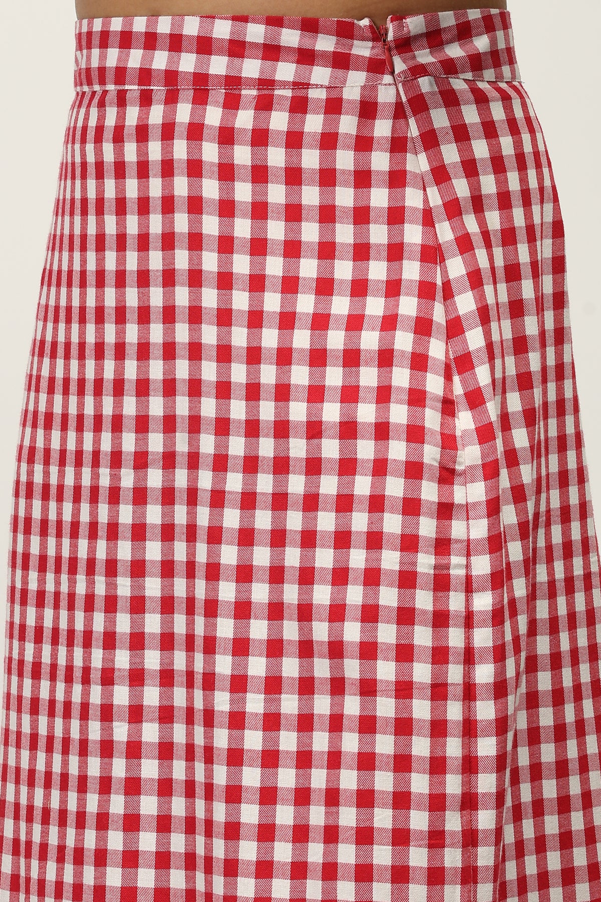 Women Red Checked Shirt Dress