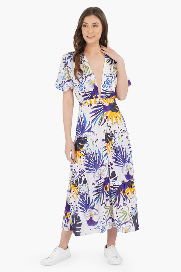 Tropical Twilight Midi Dress