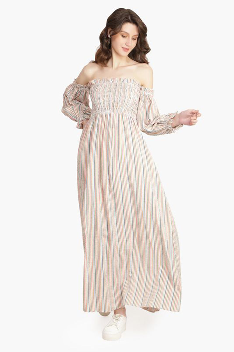 Playful Seersucker Maxi Dress