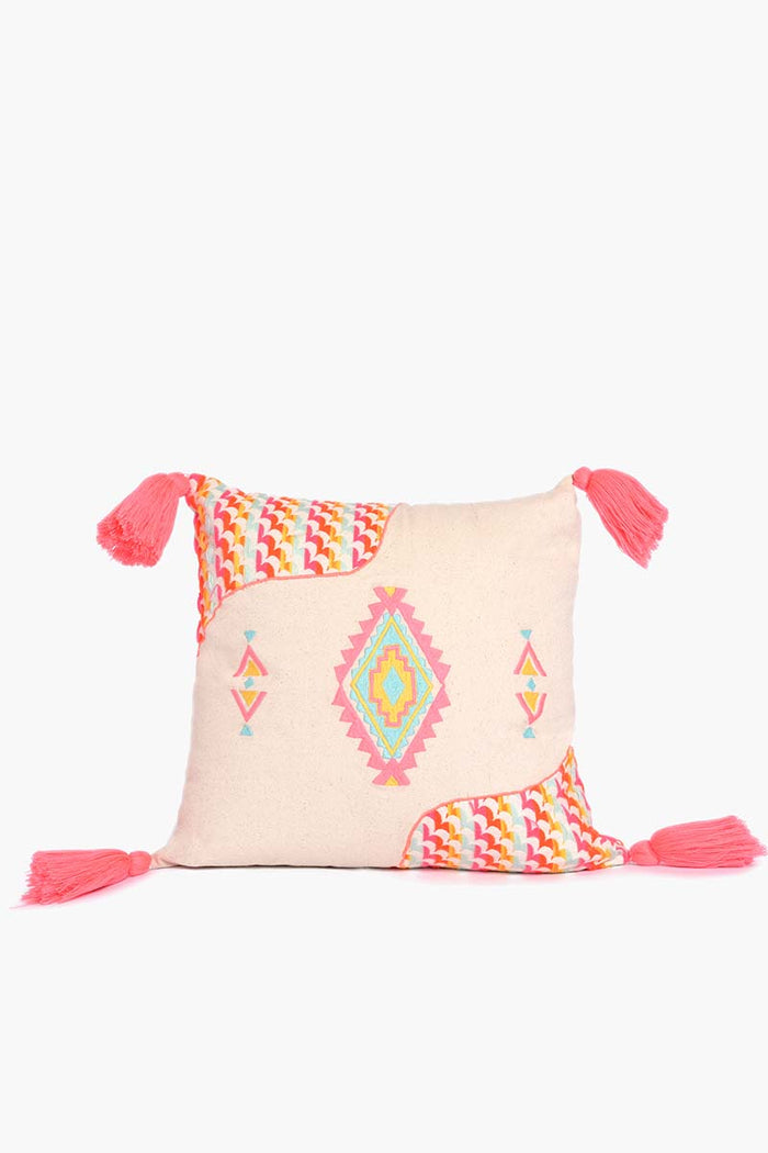 Aztec-Inspired Embroidered Cushion Cover