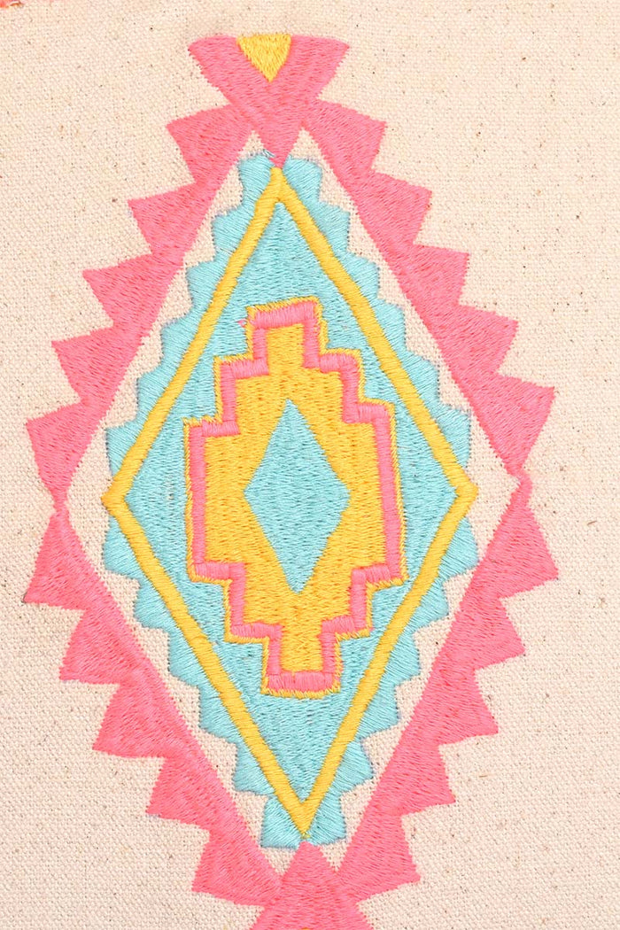 Aztec-Inspired Embroidered Cushion Cover