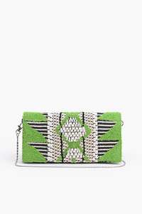 Women's Handcrafted Mint Taffy Embroidered Clutch Bag