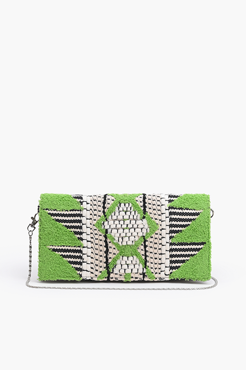 Women's Handcrafted Mint Taffy Embroidered Clutch Bag