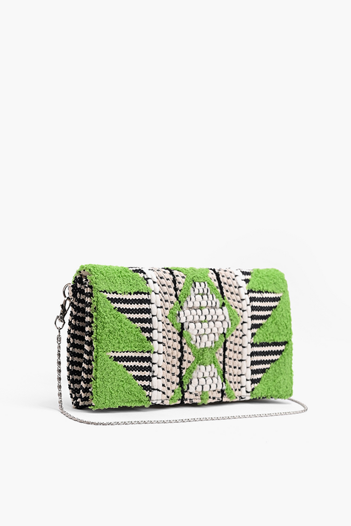 Handcrafted Mint Taffy Embroidered Clutch