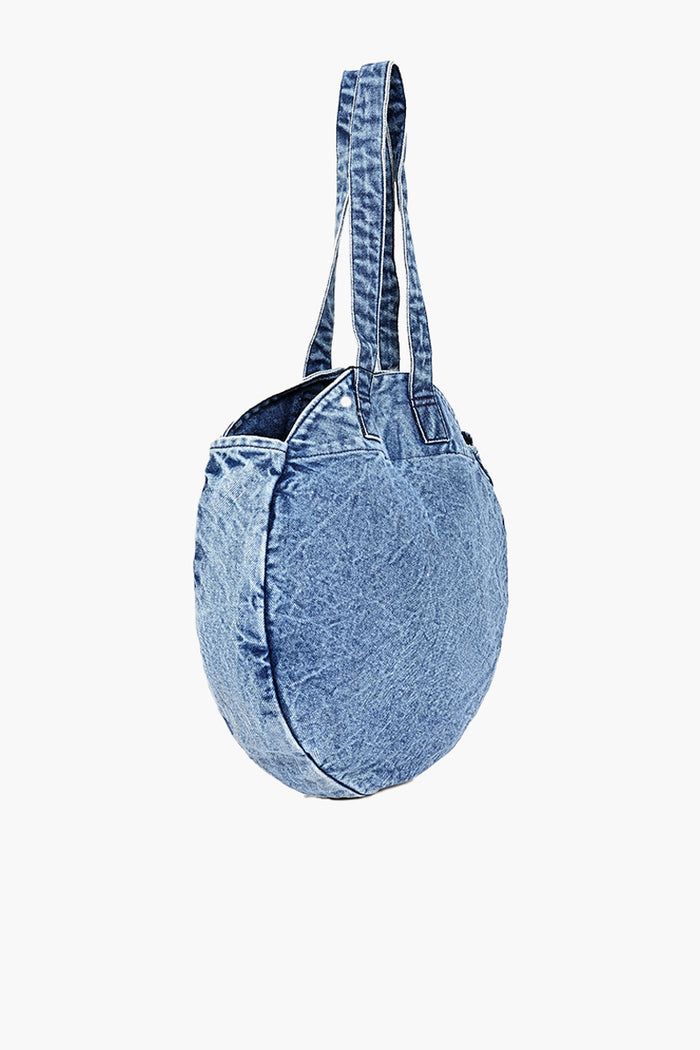 Blue Denim Round Tote Bag