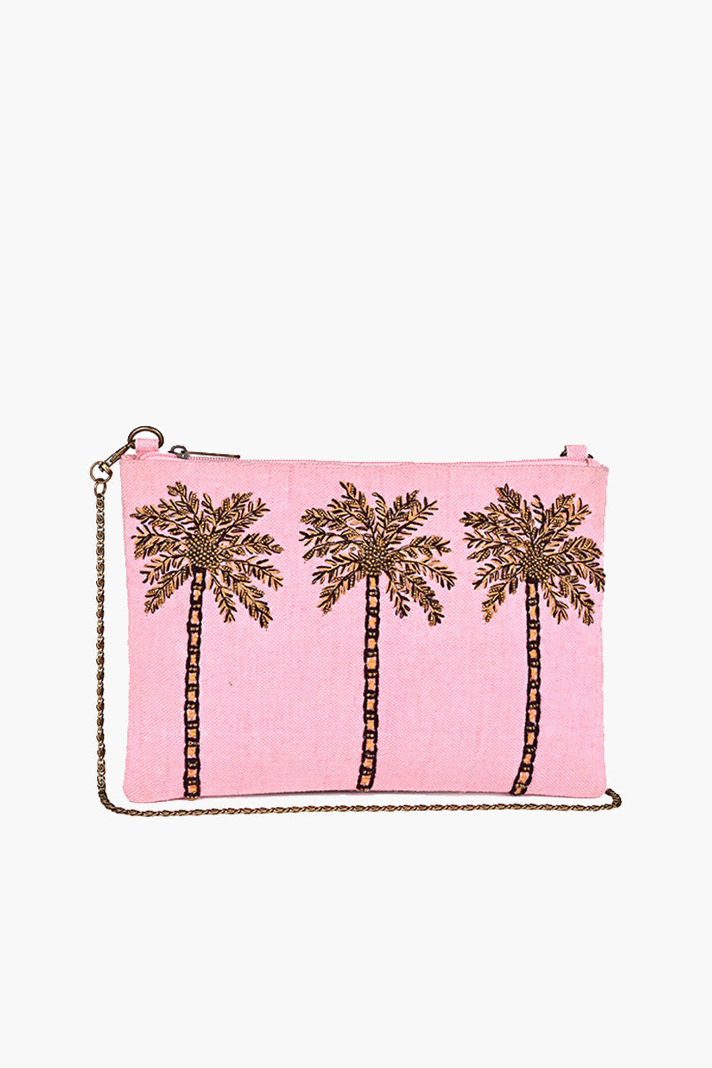Paradise Palm Clutch Purse With Sling Chain For Women And Girl
