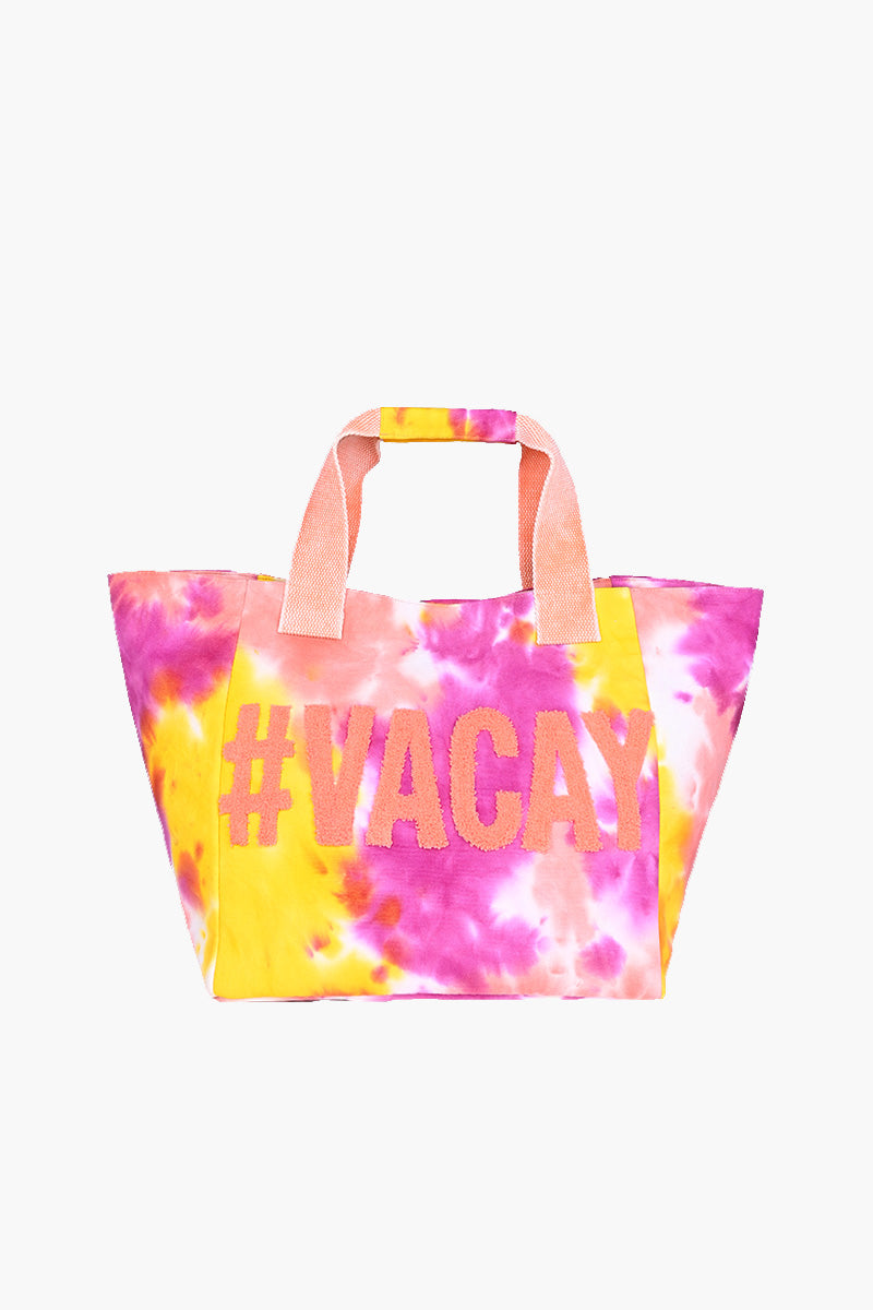 Vacay Embroidered Tie and Dye Tote