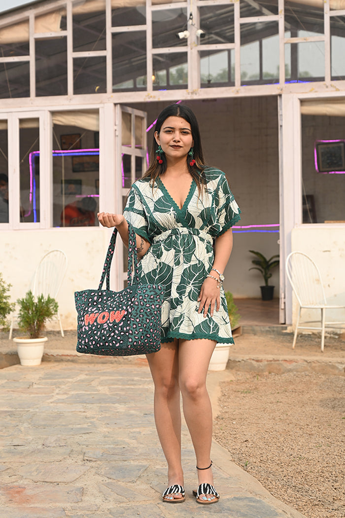 WOW Embellished Tote Bag