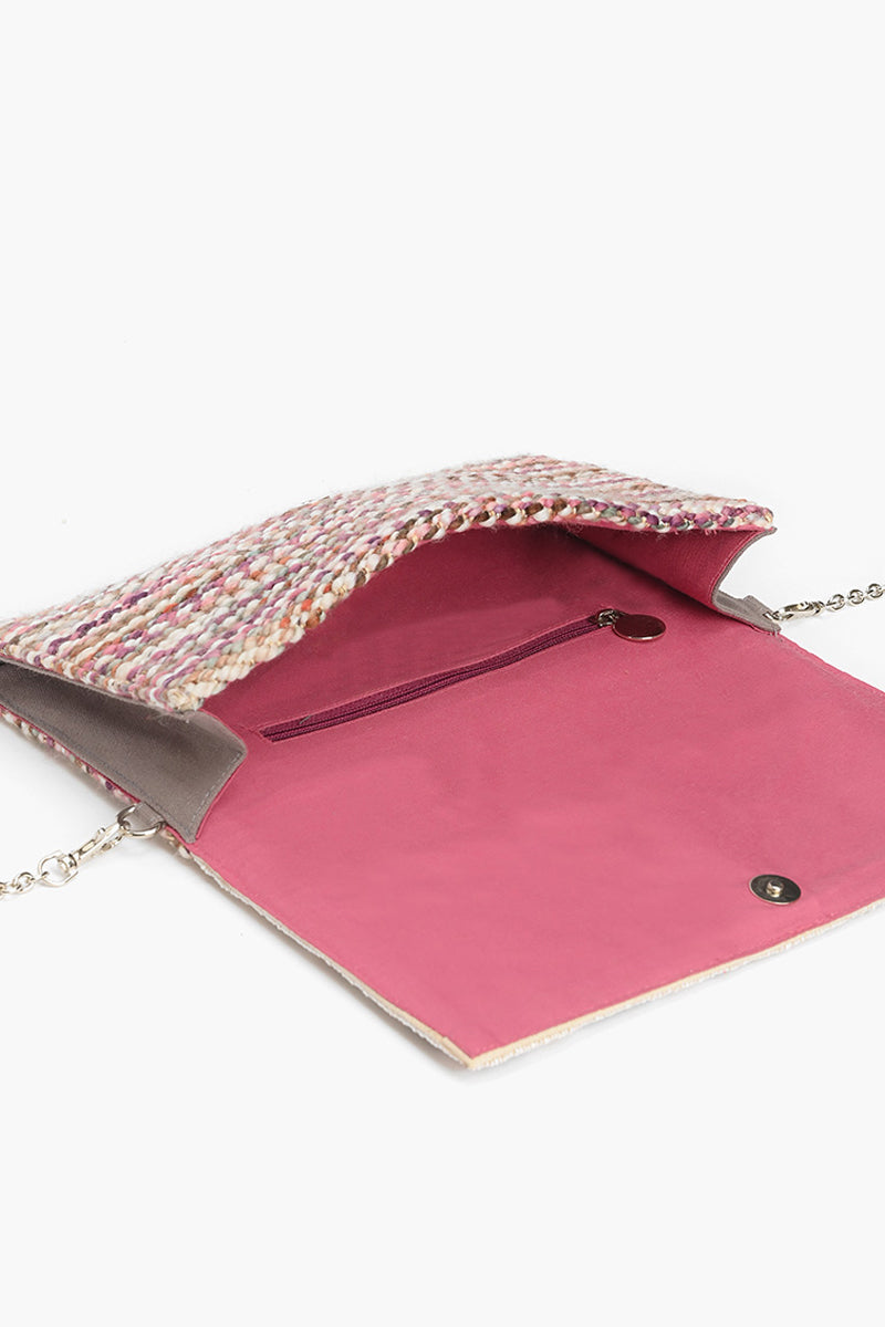 Pink Evil Eye Embroidered Jacquard Clutch
