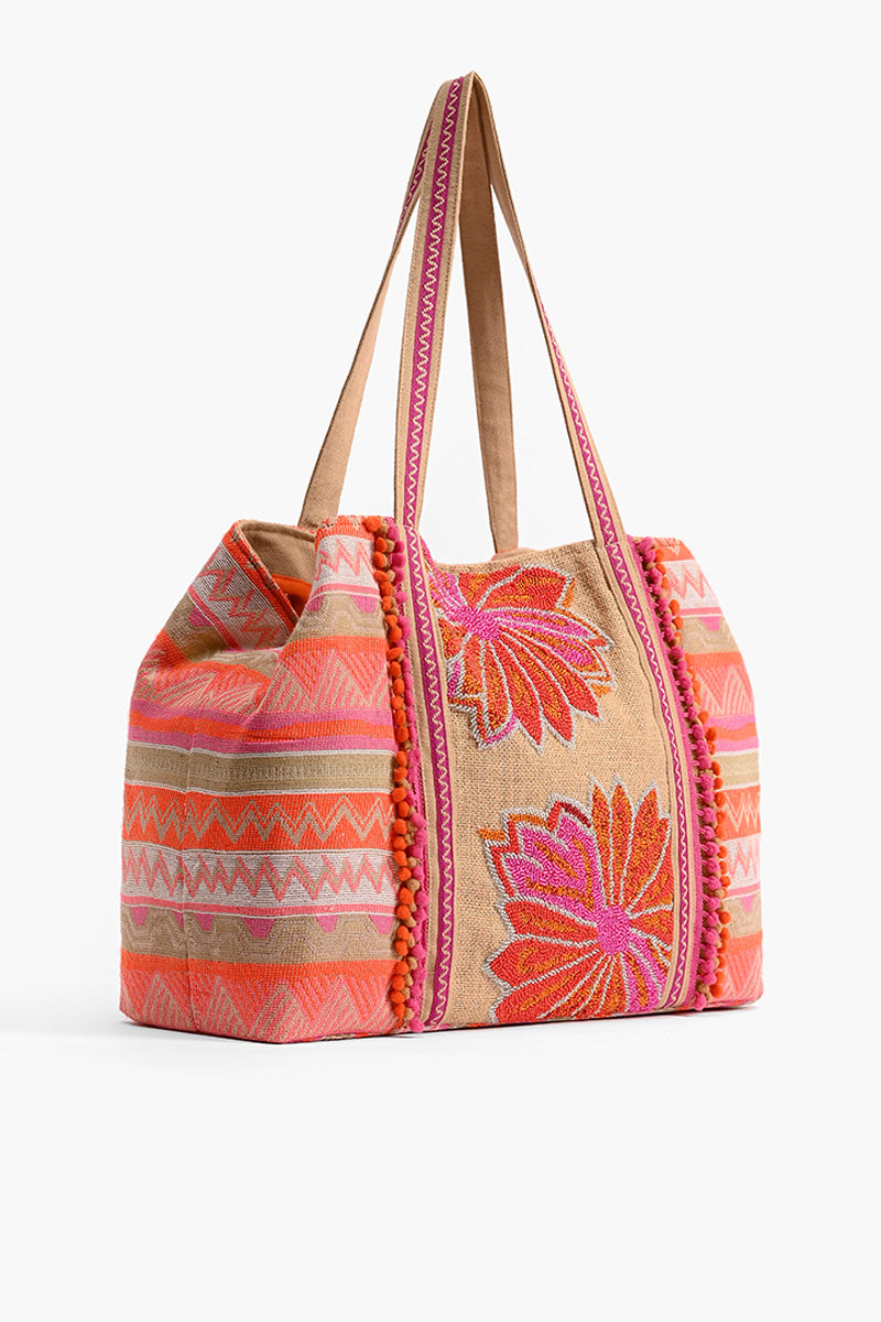 Poppy Floral Beaded Tote