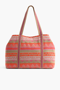 Poppy Floral Beaded Tote-Pink Hand Beaded Floral Tote For Women