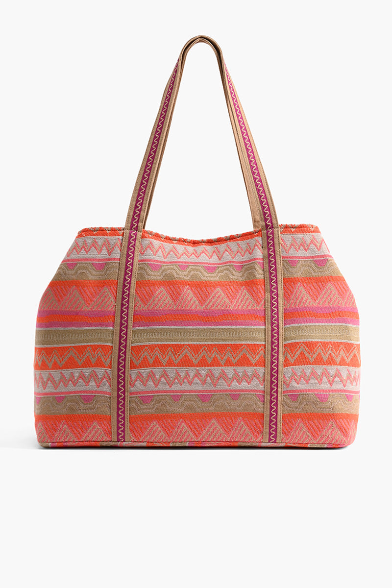 Poppy Floral Beaded Tote-Pink Hand Beaded Floral Tote For Women