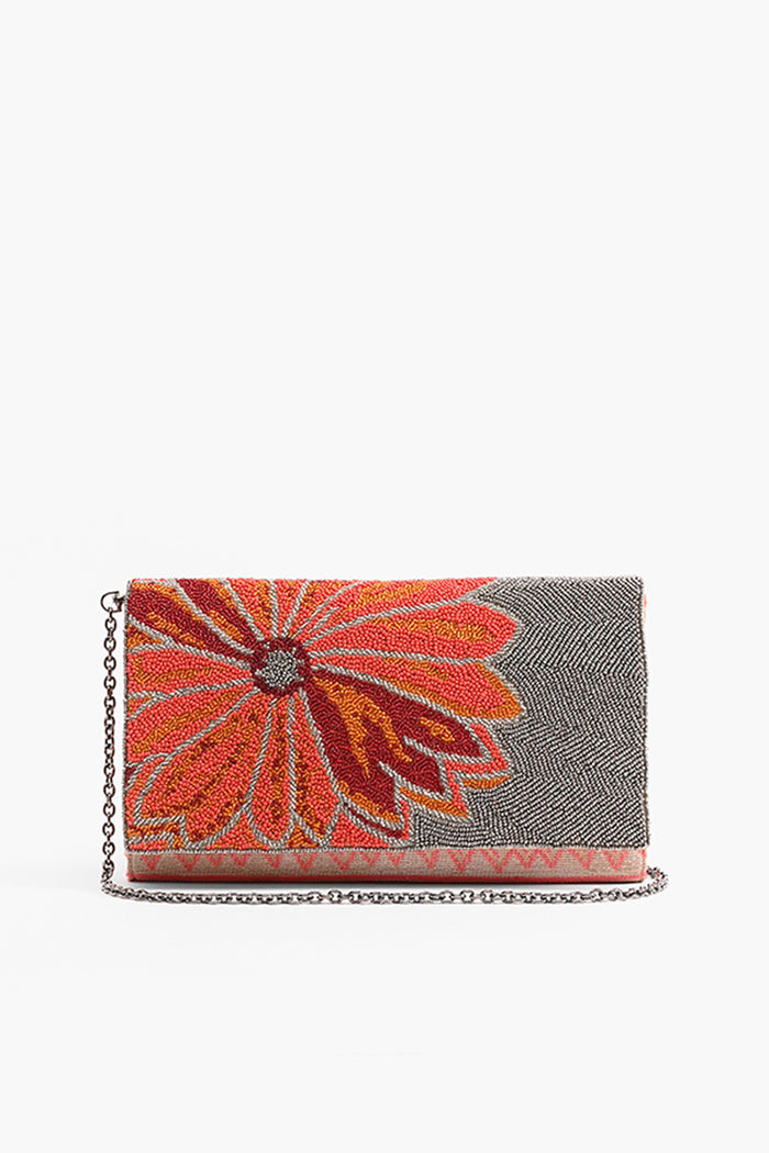Poppy Floral Beaded Clutch